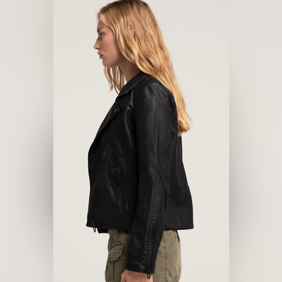 NWT Blank NYC Vegan Leather Moto Biker Jacket Size S Black - Picture 10 of 10